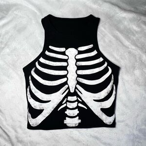 SHEIN Black and White Skeleton Crop Top